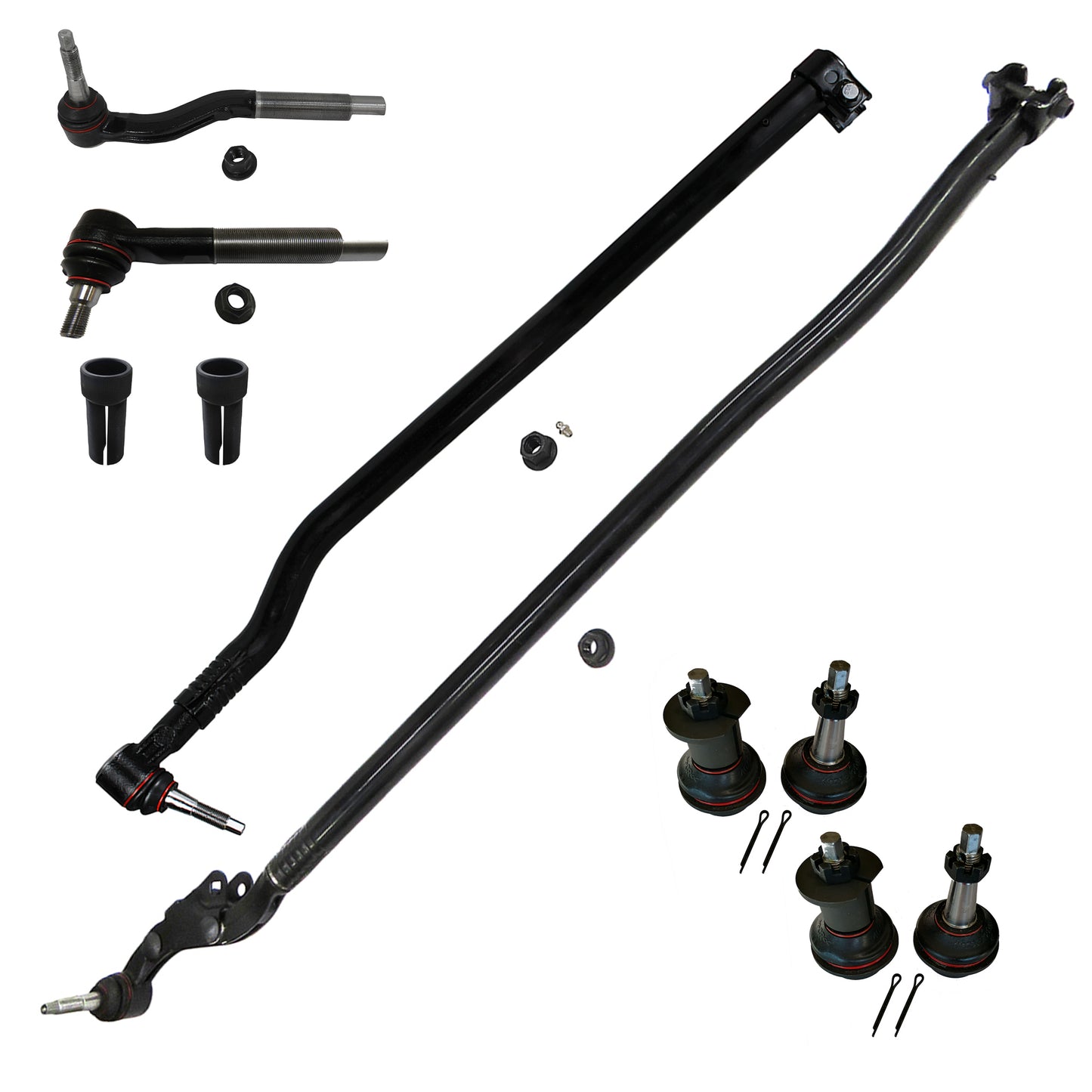 XRF10PCJPKIT-M186 XRF Platinum Series Front End Kit, Jeep 2020-2025 Gladiator JT, 2018-2025 Wrangler JL Dana M186 Front Axle 10 Piece Tie Rod Kit with Ball Joints