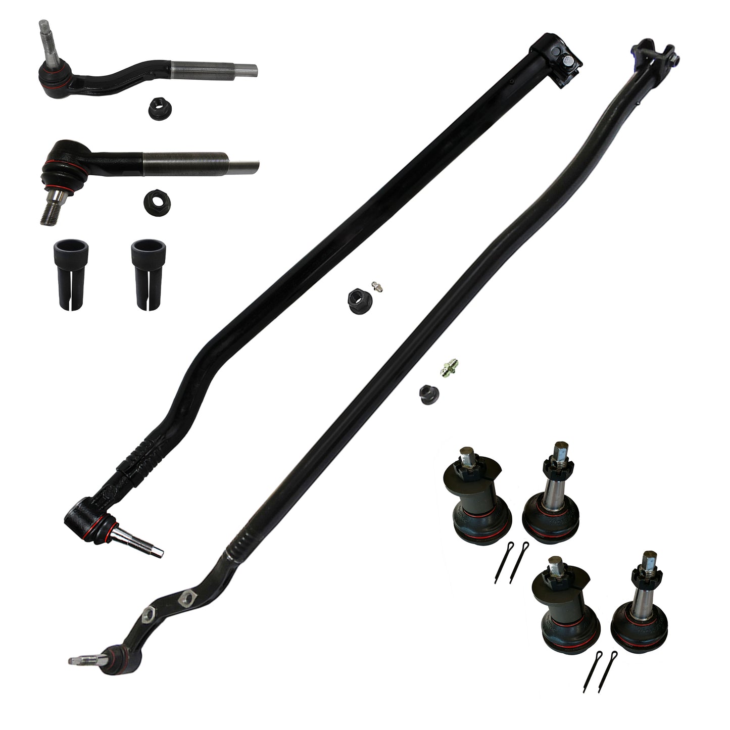 XRF10PCJPKIT-M210 XRF Platinum Series Front End Kit, Jeep 2020-2025 Gladiator JT, 2018-2025 Wrangler JL Dana M210 Wide Front Axle 10 Piece Tie Rod Kit with Ball Joints